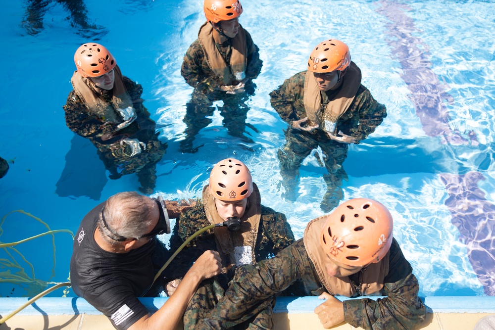 U.S. Marines conduct underwater egress training