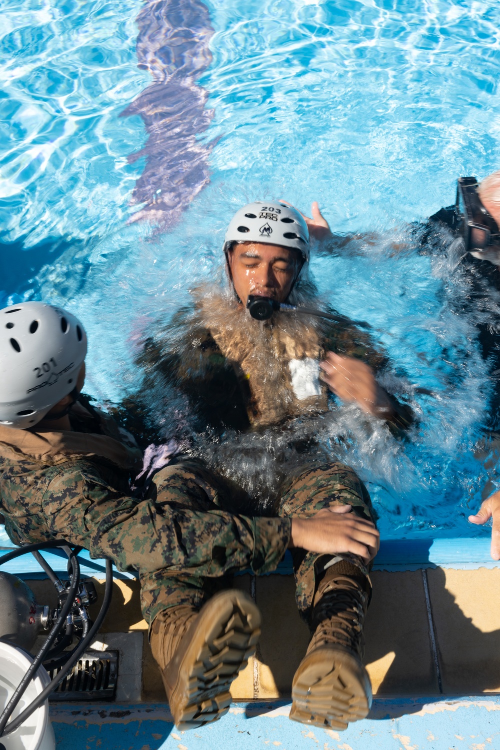 U.S. Marines conduct underwater egress training