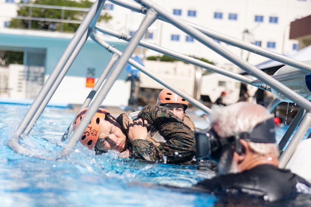 U.S. Marines conduct underwater egress training