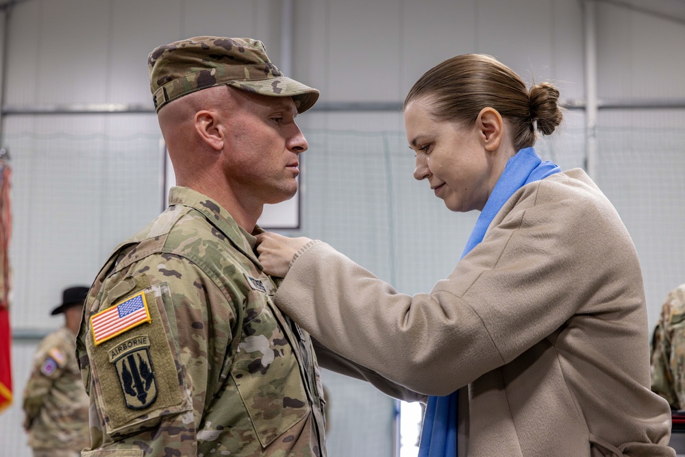 U.S. Army Soldier receives the Medal of the National Defense System of the Republic of Lithuania during a transfer of authority ceremony U.S. Army Soldier receives the Medal of the National Defense System of the Republic of Lithuania during a transfer of authority ceremony