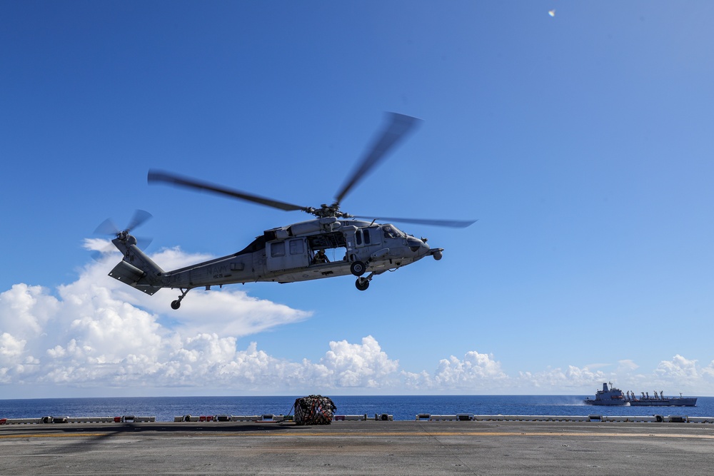 USS Iwo Jima Conducts Vertical Resupply