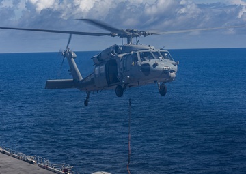 USS Iwo Jima (LHD 7) Conducts A Vertical Replishment-At-Sea with USNS Joshua Humphreys (T-AO-188)