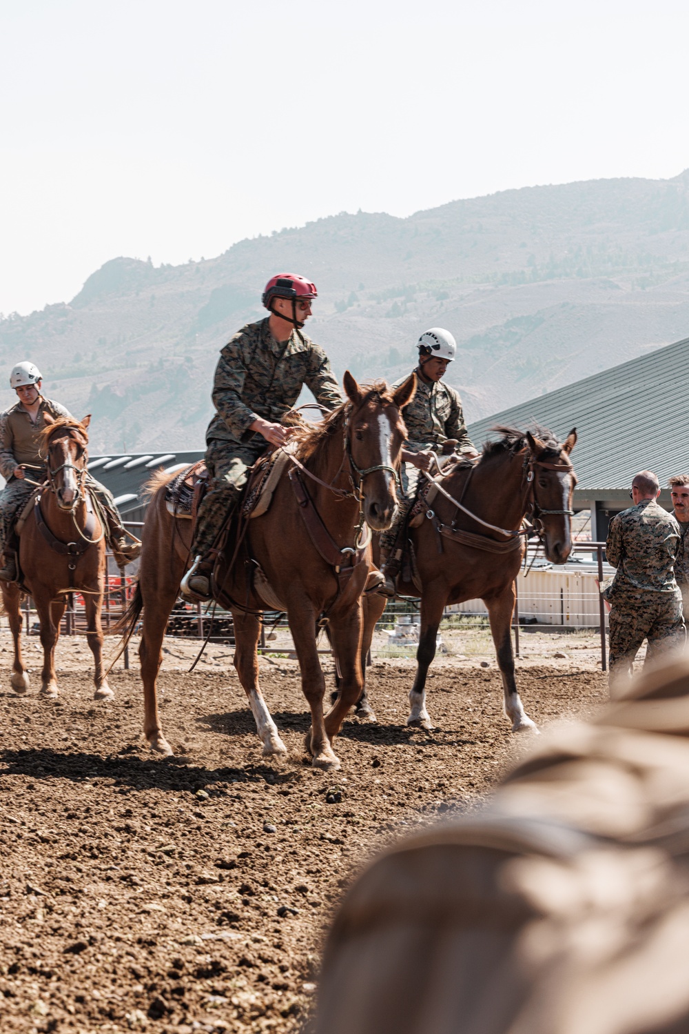 Services members put boots to stirrups during Horsemanship and Animal Packers Course 2-25 