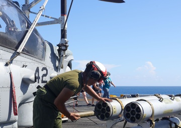 Sailors And U.S. Marines on the Flight Deck of USS Iwo Jima