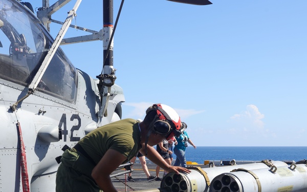 Sailors And U.S. Marines on the Flight Deck of USS Iwo Jima