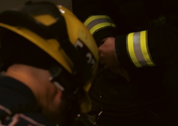 USS Ronald Reagan Calls a Drill for Emergency Rescue, Naval Firefighters Respond