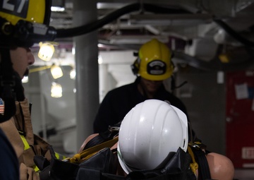 USS Ronald Reagan Calls a Drill for Emergency Rescue, Naval Firefighters Respond