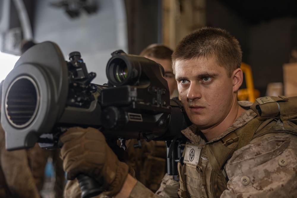 Combined Anti-Armor Team (CAAT) Black Light Section Weapons Company Conducts Combat Evolutions On Board USS Iwo Jima (LHD 7)