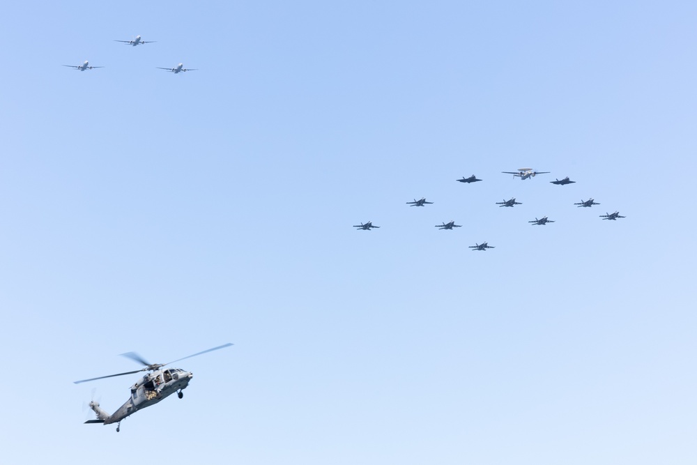 USS George H.W. Bush participates in the Titans of the Sea Presidential Review celebrating the Navy’s 250th birthday. USS George H.W. Bush participates in the Titans of the Sea Presidential Review celebrating the Navy’s 250th birthday.
