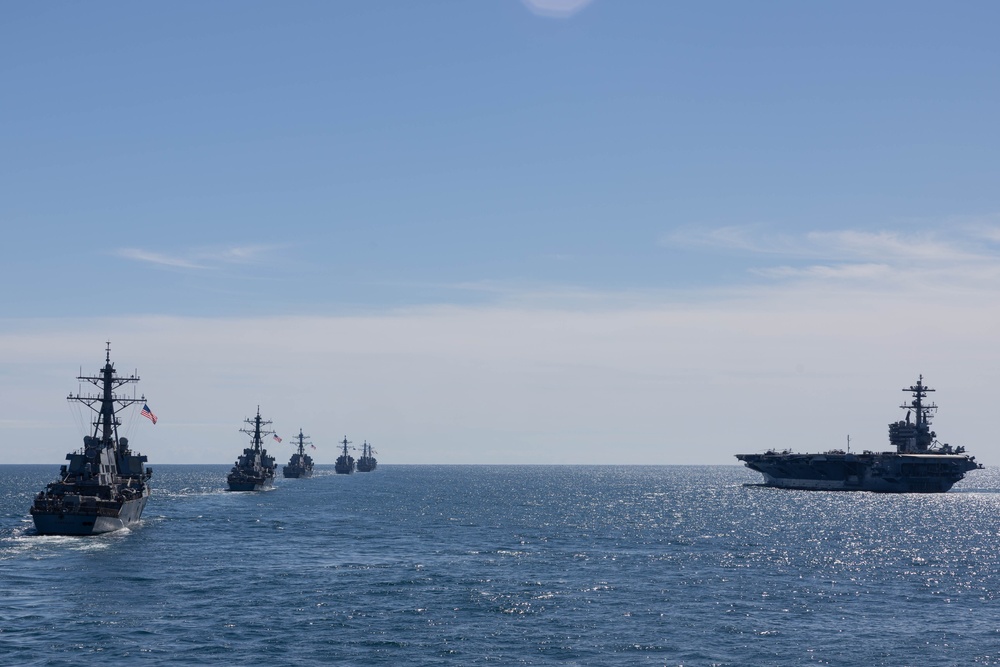 USS Cole participates in the Titans of the Sea Presidential Review celebrating the Navy’s 250th birthday.