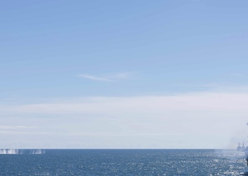 USS Cole participates in the Titans of the Sea Presidential Review celebrating the Navy’s 250th birthday.