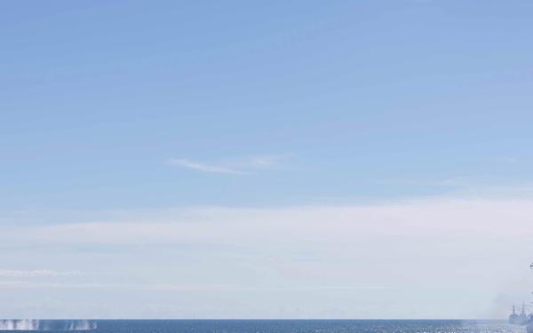 USS Cole participates in the Titans of the Sea Presidential Review celebrating the Navy’s 250th birthday.