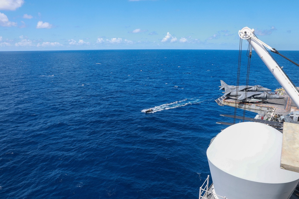US Marines Conduct Boat Operations aboard USS Iwo Jima