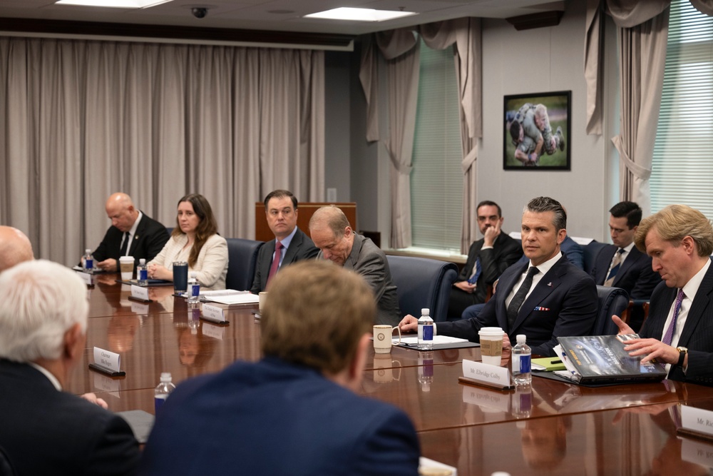 Secretary of War Pete Hegseth meets with members of the House Armed Service Committee