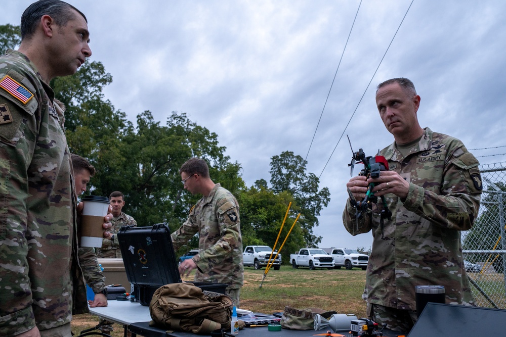 BG McIntosh speaking with CW4 Brown on the Attritable Battlefield Enabler (ABE) 1.01