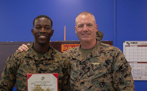 2nd Combat Readiness Regiment Marine Meritoriously Promoted on the Spot