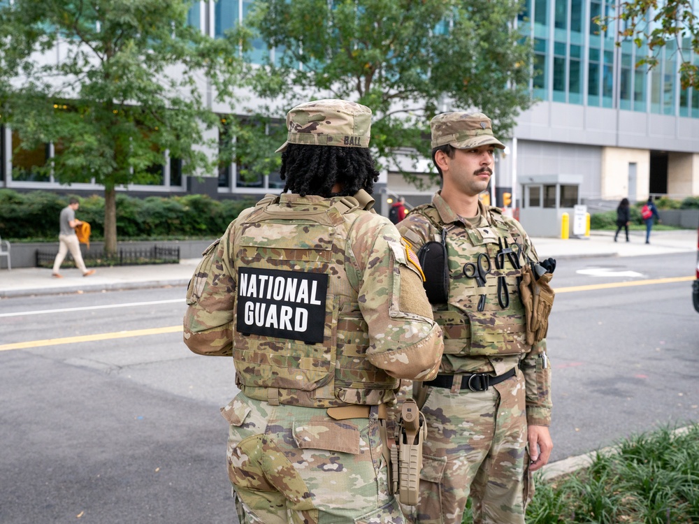 Soldiers provide a presence patrol in the National Mall