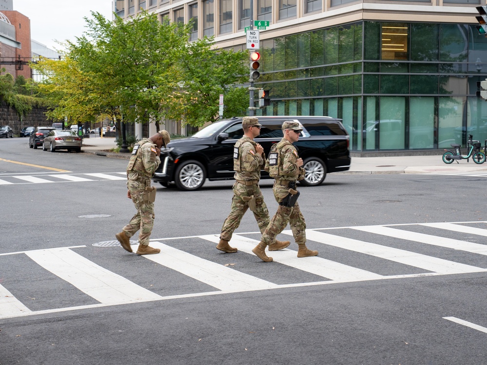 Soldiers provide a presence patrol in the National Mall