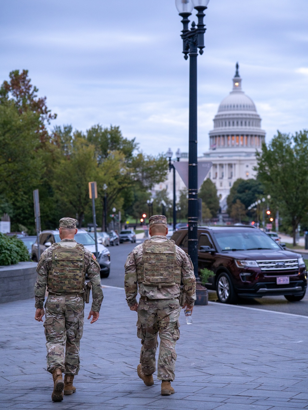 Soldiers provide a presence patrol in the National Mall