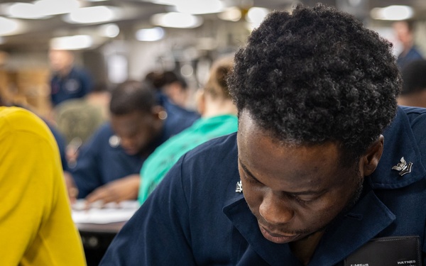 USS Iwo Jima Sailors Take The E-6 Exam