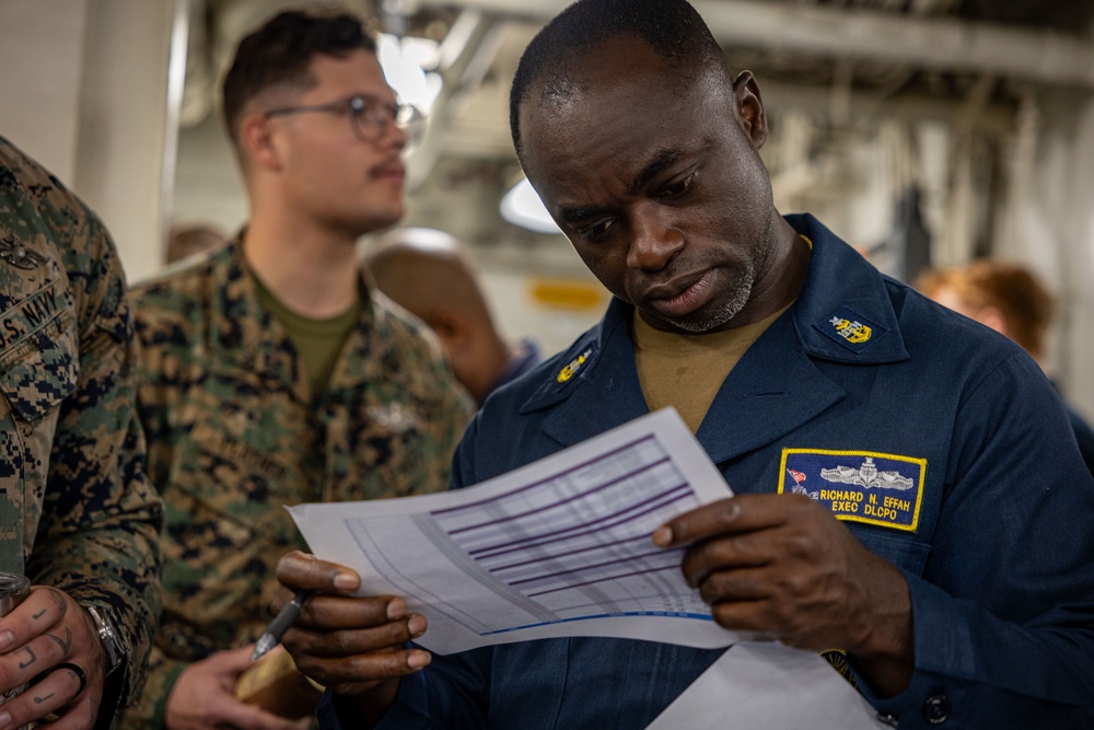 USS Iwo Jima Sailors Take The E-6 Exam