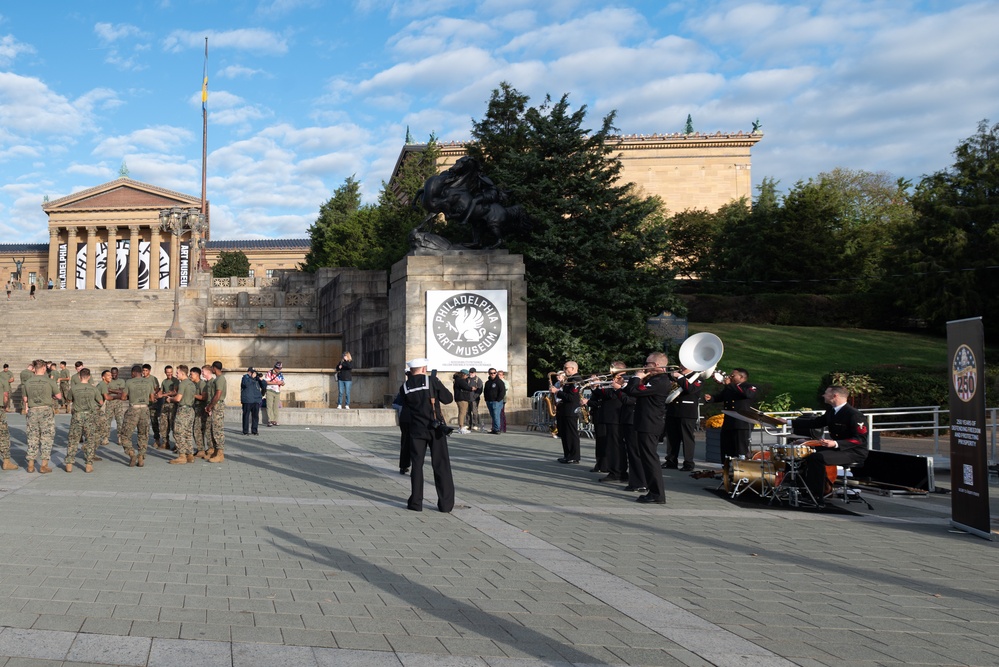 Navy Band Commodores play Rocky Steps Run for Navy 250