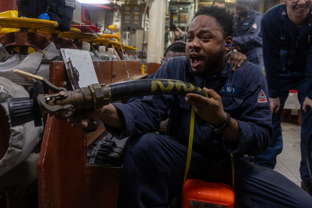 USS Iwo Jima Sailors Conduct a Damage Control Training