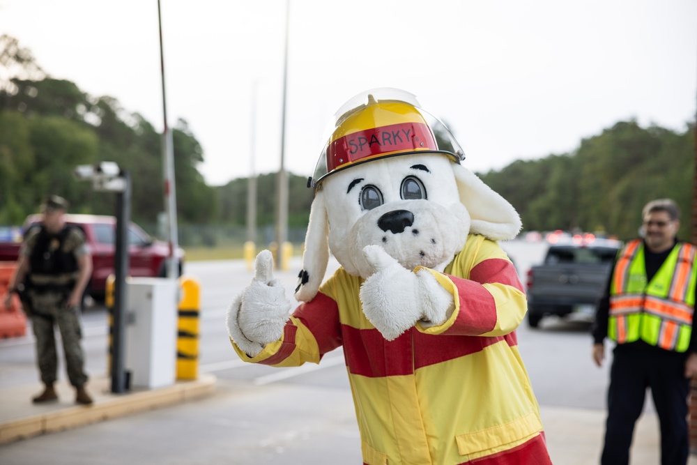 Sparky the Fire Dog Greets Visitors at the MCAS New River Gate