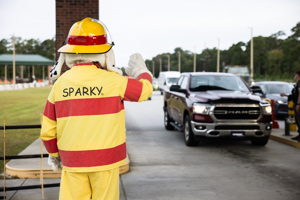 Sparky the Fire Dog Greets Visitors at the MCAS New River Gate