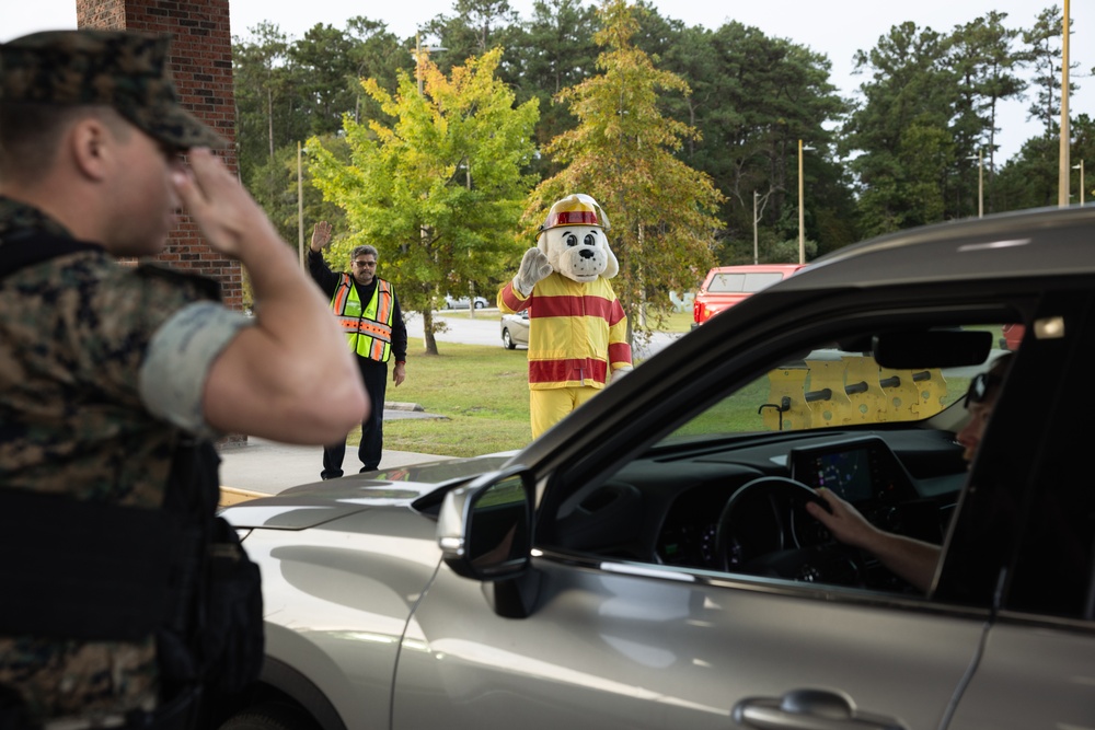 Sparky the Fire Dog Greets Visitors at the MCAS New River Gate