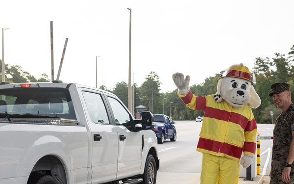 Sparky the Fire Dog Greets Visitors at the MCAS New River Gate