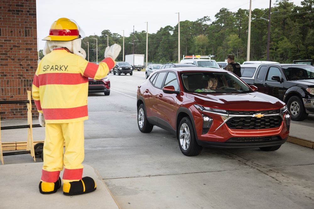 Sparky the Fire Dog Greets Visitors at the MCAS New River Gate