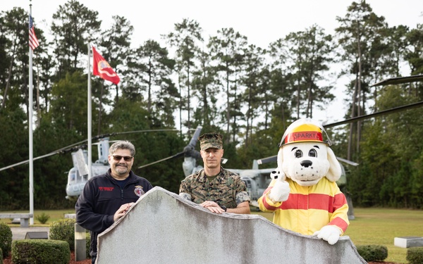 Sparky the Fire Dog Greets Visitors at the MCAS New River Gate