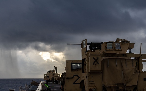 USS San Antonio (LPD 17) hold  50-caliber mounted live-fire shoot