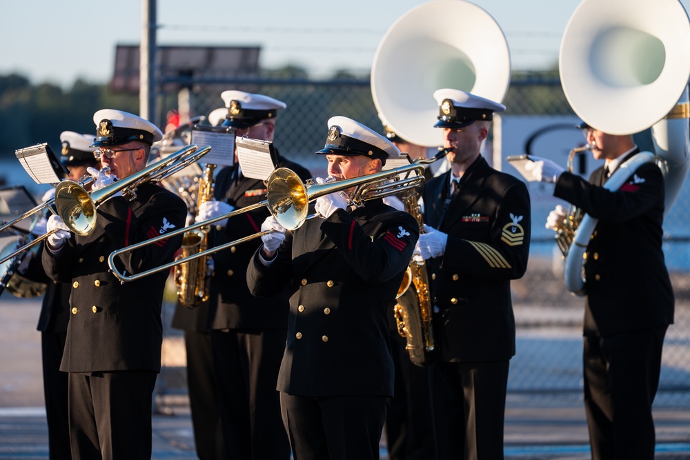 U.S. Navy Band performs for morning television shows for Navy Marine Corps 250