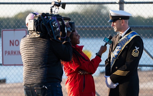U.S. Navy Band performs for morning television shows for Navy Marine Corps 250