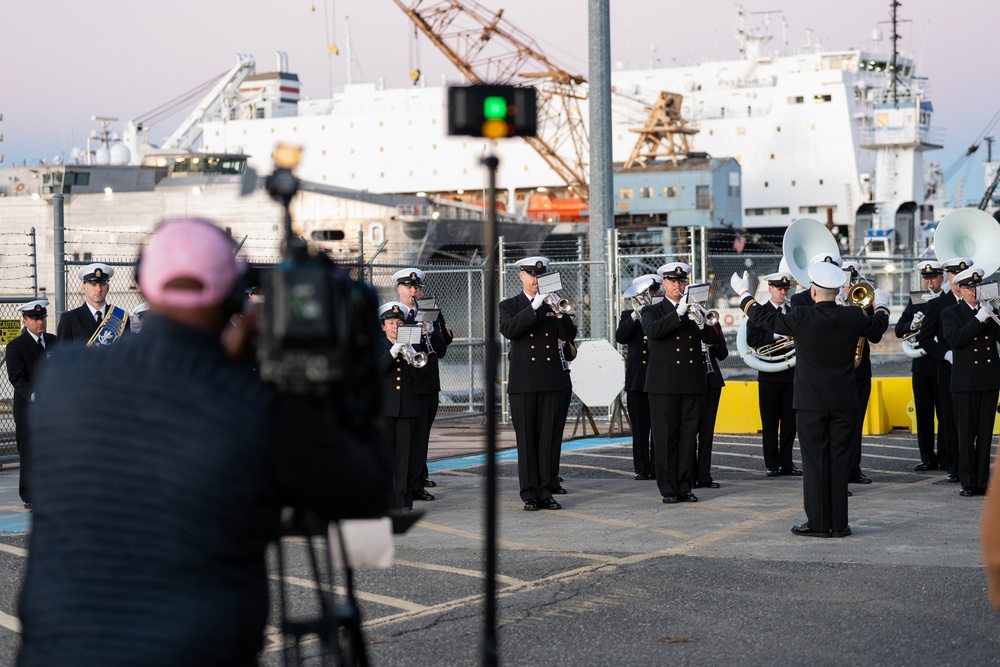U.S. Navy Band performs for morning television shows for Navy Marine Corps 250