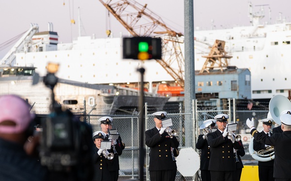 U.S. Navy Band performs for morning television shows for Navy Marine Corps 250