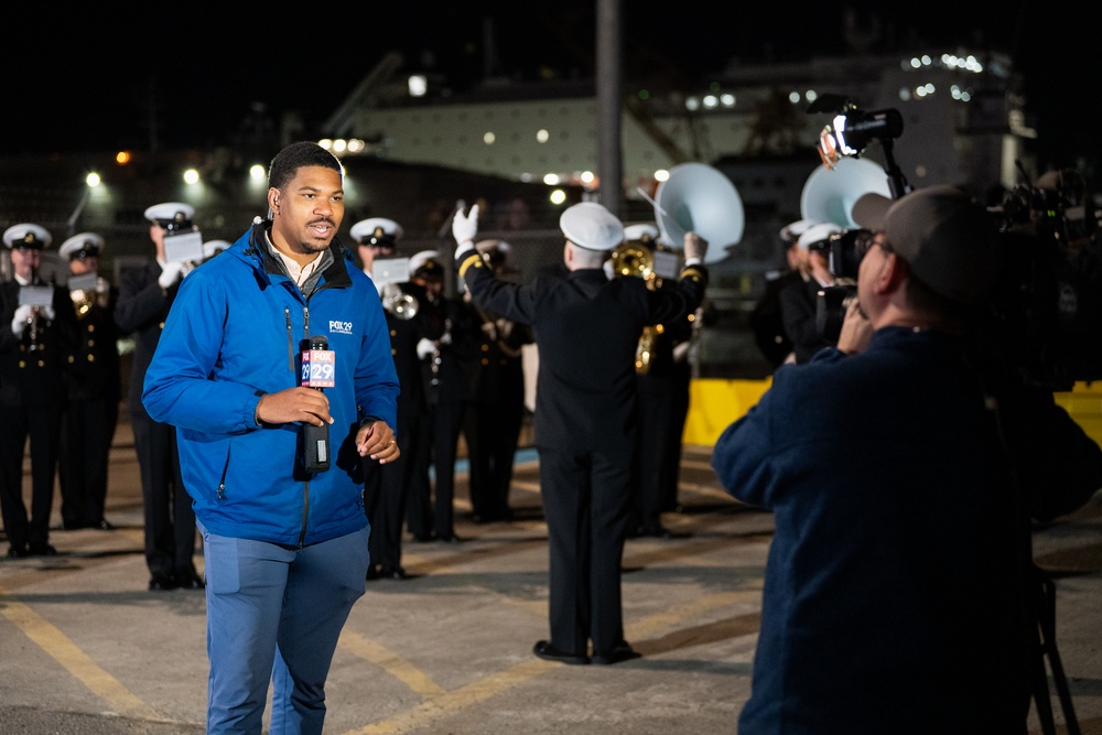 U.S. Navy Band performs for morning television shows for Navy Marine Corps 250