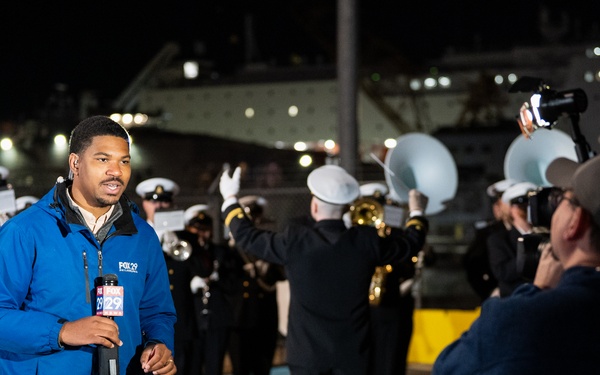 U.S. Navy Band performs for morning television shows for Navy Marine Corps 250
