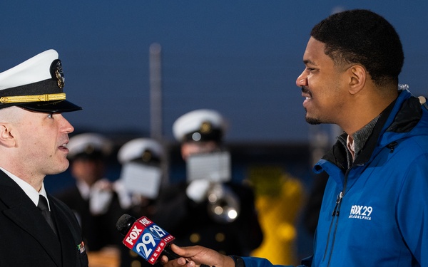 U.S. Navy Band performs for morning television shows for Navy Marine Corps 250