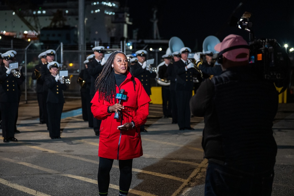 U.S. Navy Band performs for morning television shows for Navy Marine Corps 250