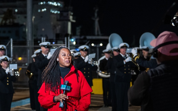 U.S. Navy Band performs for morning television shows for Navy Marine Corps 250