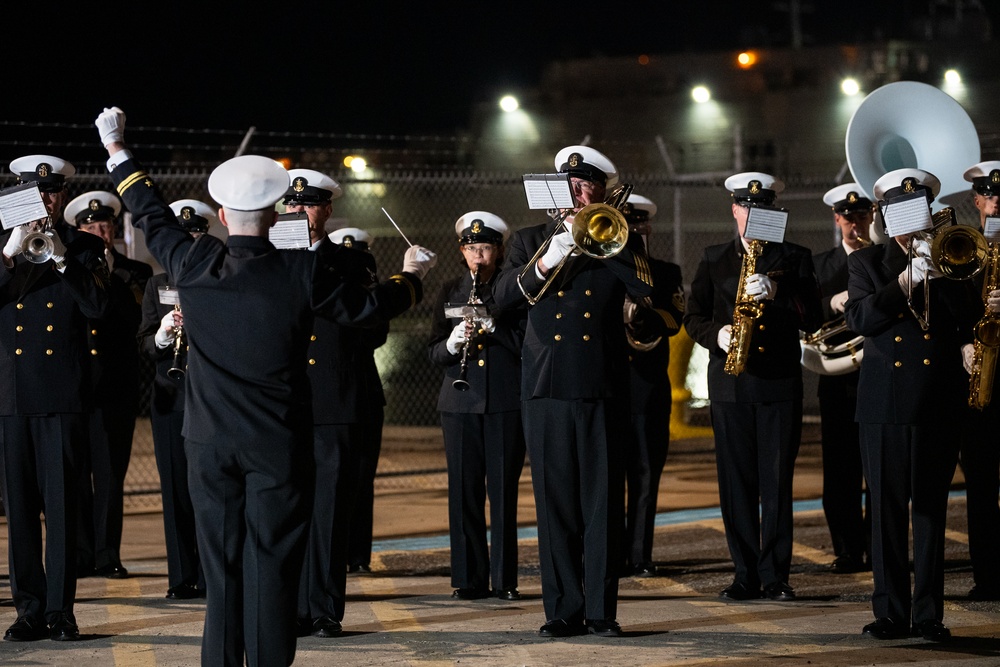 U.S. Navy Band performs for morning television shows for Navy Marine Corps 250