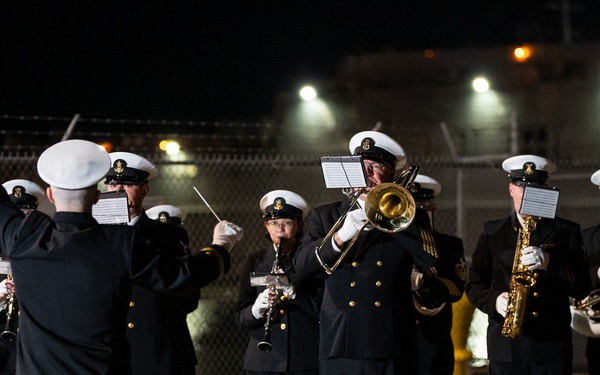 U.S. Navy Band performs for morning television shows for Navy Marine Corps 250