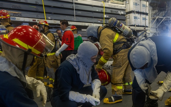USS Iwo Jima Sailors Conduct a Damage Control Training Evolution