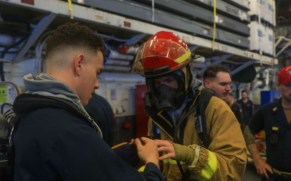 USS Iwo Jima Sailors Conduct a Damage Control Training Evolution