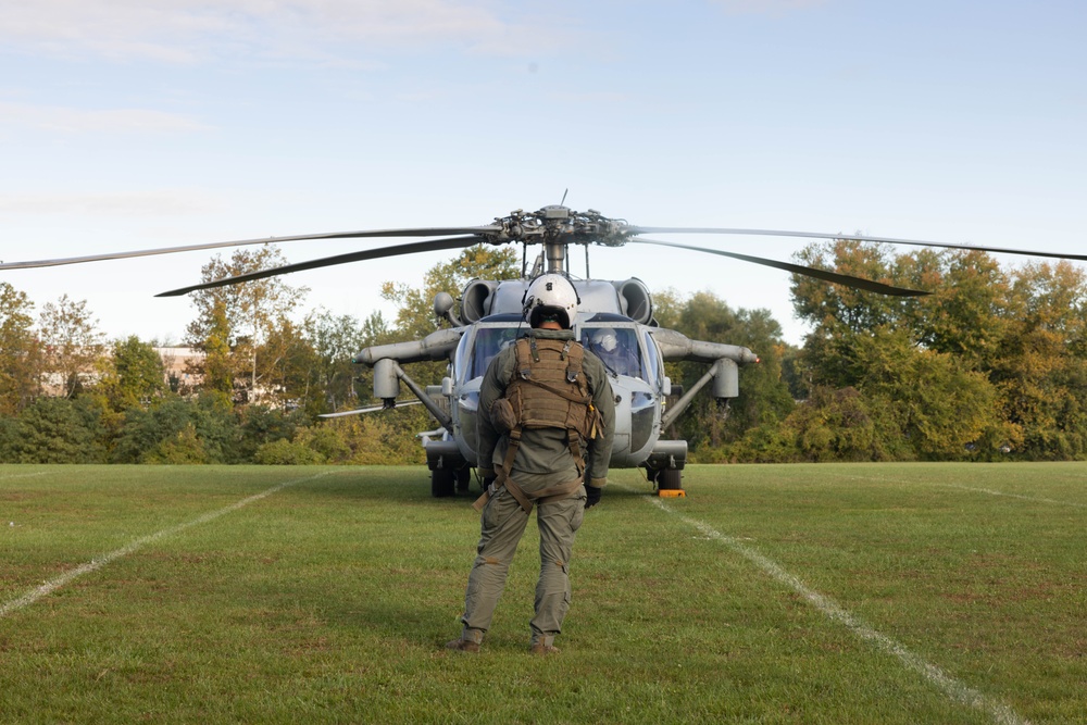U.S. Marines and Sailors conduct aviation operations and an aircraft static display at Bensalem High School