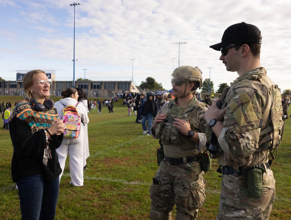 U.S. Marines and Sailors conduct aviation operations and an aircraft static display at Bensalem High School