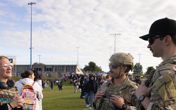 U.S. Marines and Sailors conduct aviation operations and an aircraft static display at Bensalem High School